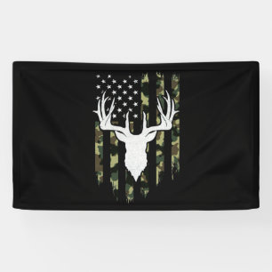 Camouflage American Flag Deer Hunting Banner