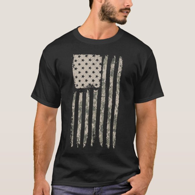 Camouflage American Flag Desert Camo USA Flag T-Shirt (Front)