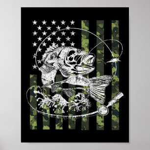 Camouflage American Flag Fishing Gifts For Men Wom Poster