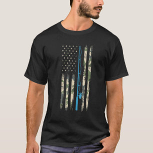 Camouflage American Flag Fishing, Vintage Gift Fis T-Shirt