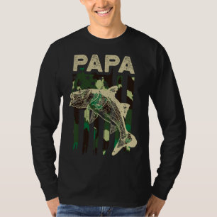 Camouflage American Flag Snook Fishing Papa Snook T-Shirt