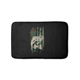 Camouflage American Flag Walleye Fishing Bath Mat