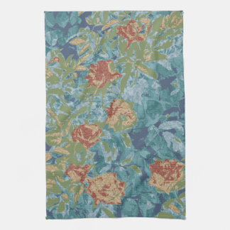 Camouflage and flowers tea towel