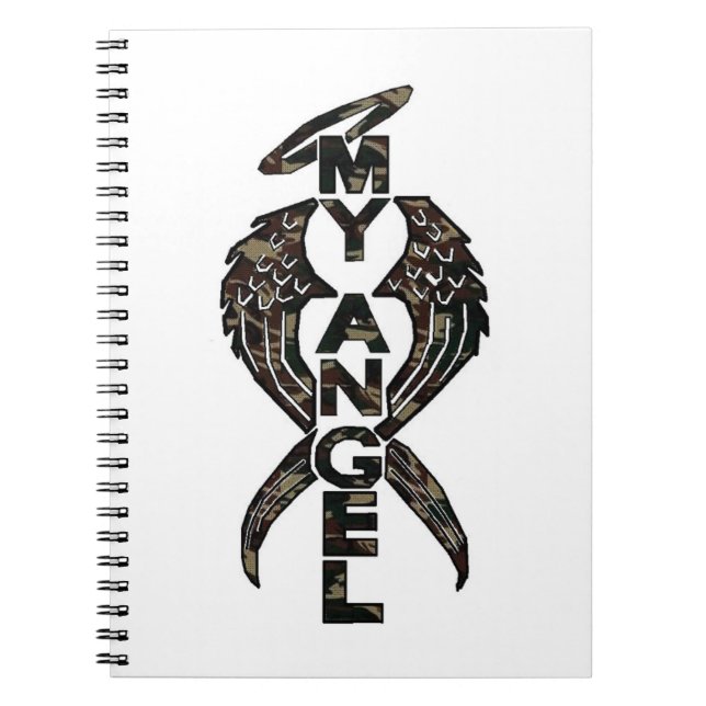 Camouflage angel wings spiral notebook (Front)