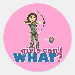 Camouflage Archery Girl - Light Classic Round Sticker
