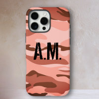Camouflage Army Monogram iPhone Case-Orange-Brown