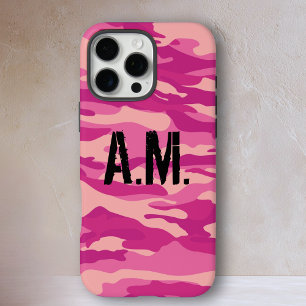 Camouflage Army Monogram Pink iPhone 16 Pro Max Case