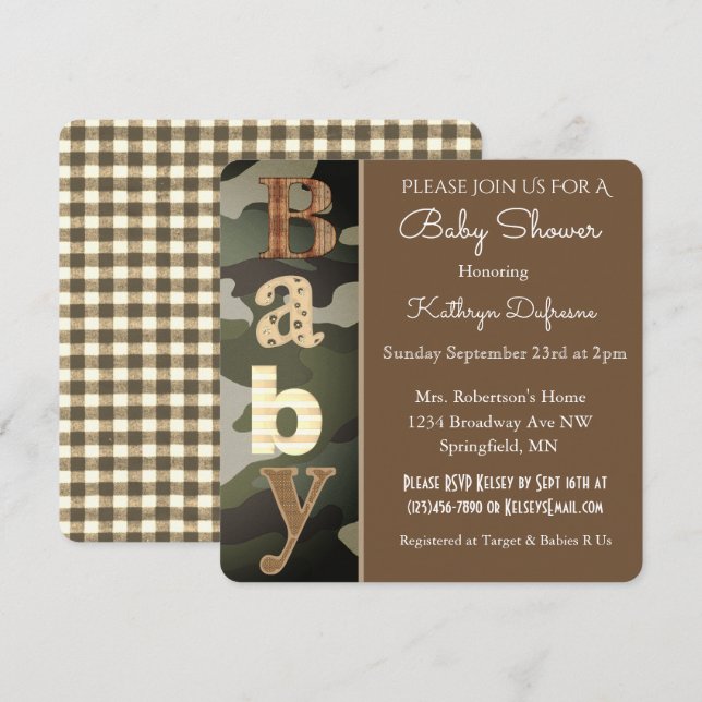 Camouflage Baby Shower Invitation (Front/Back)