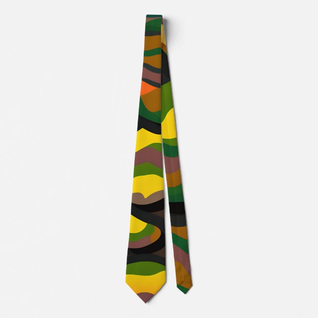 Camouflage big stones Rainbow Pattern Tie (Front)