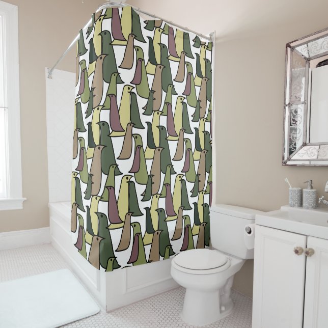 Camouflage Birds  Shower Curtain (In Situ)