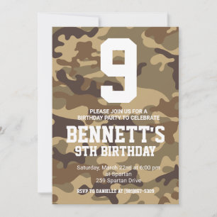 Camouflage Birthday Invite