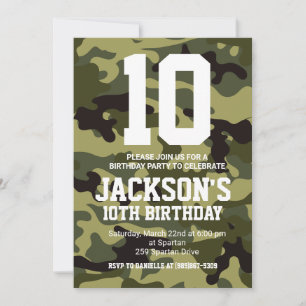 Camouflage Birthday Invite