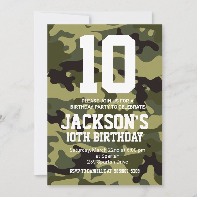 Camouflage Birthday Invite (Front)