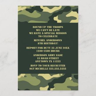 Camouflage Birthday Party Invite - Realistic camo