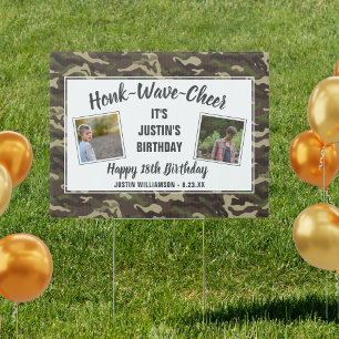 Camouflage Birthday Photos Honk Wave Camo Yard Garden Sign