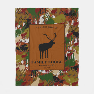 Camouflage Black Brown Green Personalized Fleece Blanket