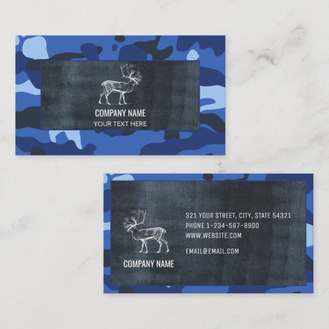 Camouflage Blue Camo Army Outdoor Supplies Business Card (Front/Back)