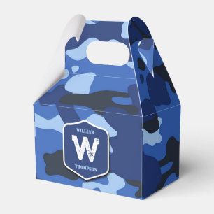 Camouflage Blue Camo Army Pattern Monogram   Favour Box