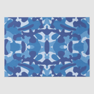 Camouflage Blue Camo Army Pattern Monogram Tissue Paper