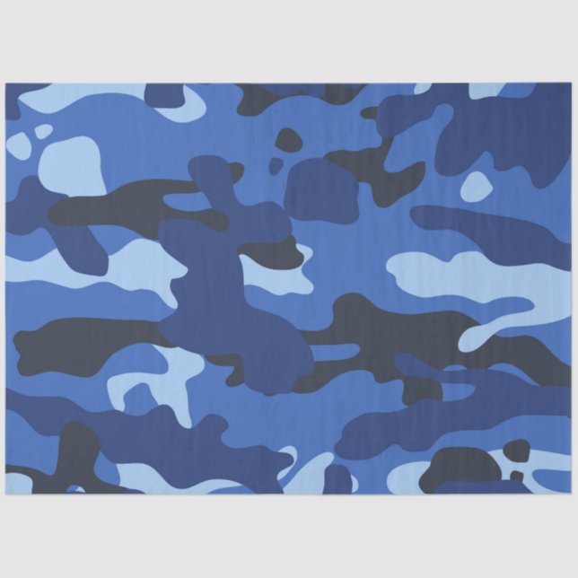 Camouflage Blue Camo Army Pattern Tissue Paper (Front)