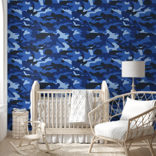 Camouflage Blue Camo Army Pattern Wallpaper