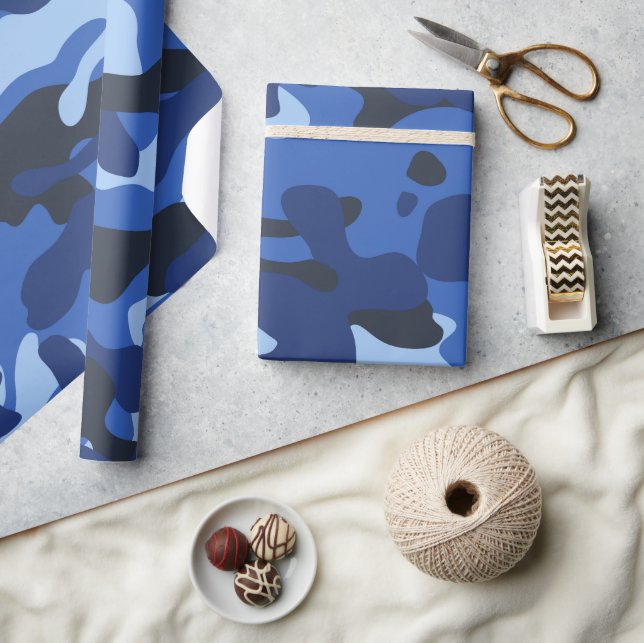 Camouflage Blue Camo Army Pattern Wrapping Paper (Crafts)