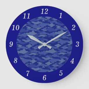 Camouflage Blue Round Wall Clock