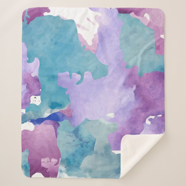 Camouflage Blue Sherpa Blanket (Front)