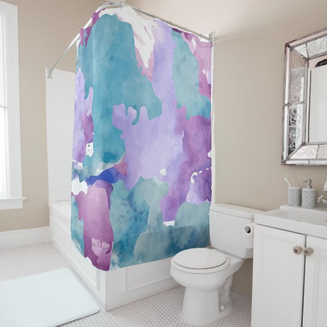 Camouflage Blue Shower Curtain (In Situ)