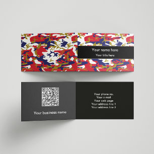 Camouflage, Blue White Red Gold, Military, Army Business Card