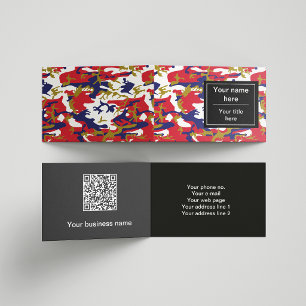 Camouflage, Blue White Red Gold, Military, Army Business Card