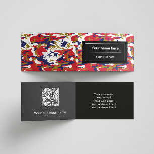 Camouflage, Blue White Red Gold, Military, Army Business Card