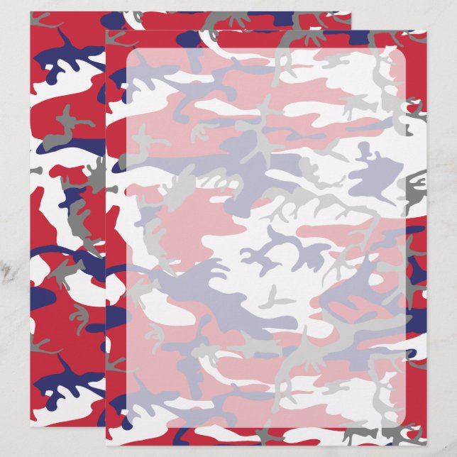 Camouflage, Blue White Red Grey, Military, Army (Front/Back)