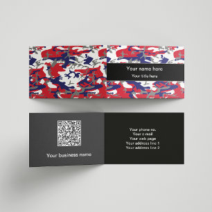 Camouflage, Blue White Red Grey, Military, Army Business Card