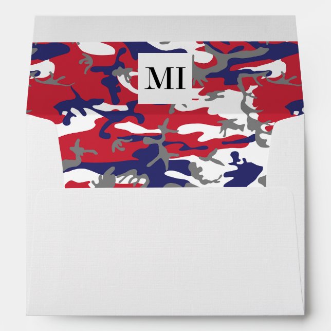 Camouflage, Blue White Red Grey, Military, Army Envelope (Back (Bottom))