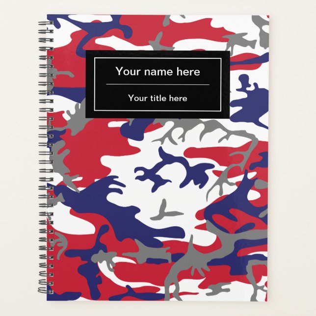 Camouflage, Blue White Red Grey, Military, Army Planner (Front)