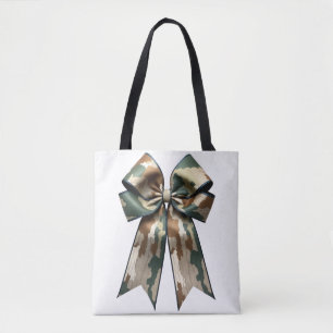 Camouflage Bow Design - Stylish Military-Inspired Tote Bag
