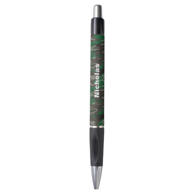 Camouflage Brown Green Grey Pattern Custom Name (Front Vertical)