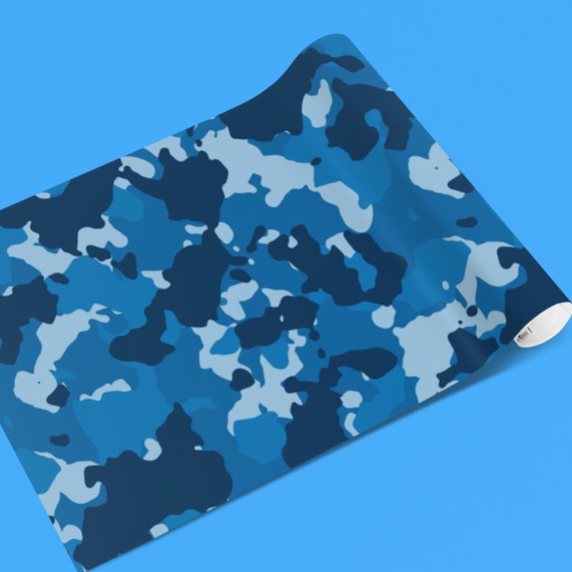 Camouflage Camo Blue Navy Military Wrapping Paper (Creator Uploaded)