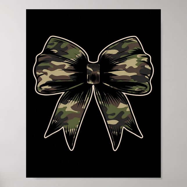 Camouflage Camo Bow Camo Coquette Bow Hunting Wome Poster (Front)