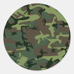 Camouflage Camo Green Brown Pattern Classic Round Sticker