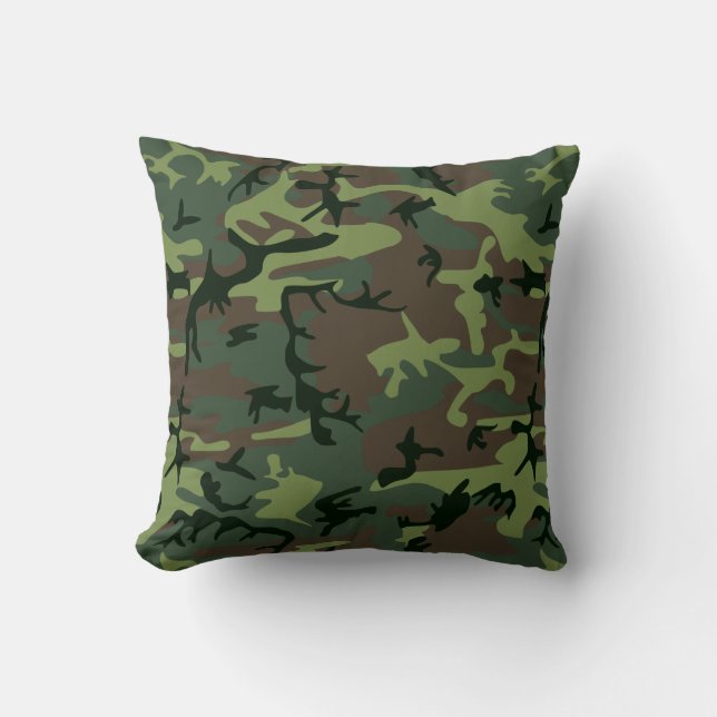 Camouflage Camo Green Brown Pattern Cushion (Front)