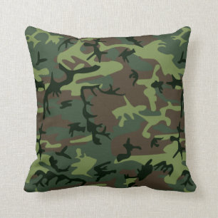 Camouflage Camo Green Brown Pattern Cushion