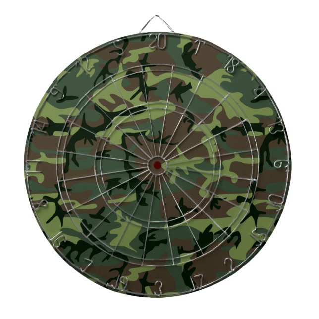 Camouflage Camo Green Brown Pattern Dartboard (Front)