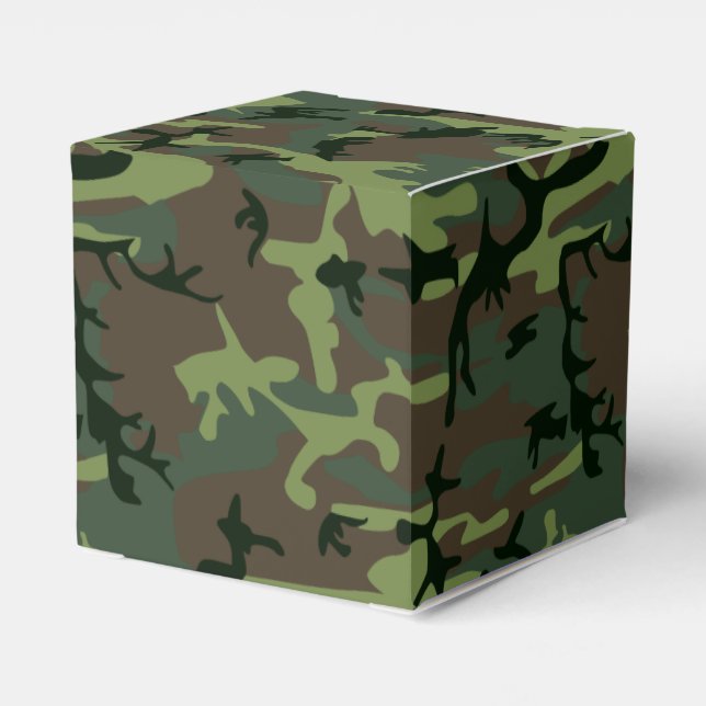 Camouflage Camo Green Brown Pattern Favour Box (Back Side)