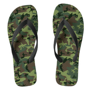 Camouflage Camo Green Brown Pattern Flip Flops