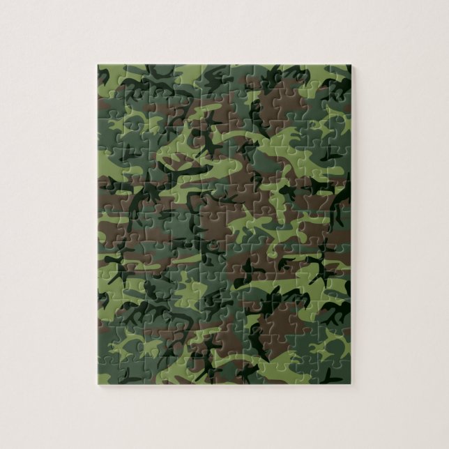 Camouflage Camo Green Brown Pattern Jigsaw Puzzle (Vertical)