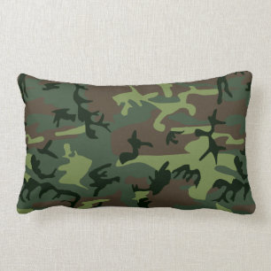 Camouflage Camo Green Brown Pattern Lumbar Cushion