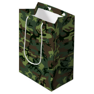 Camouflage Camo Green Brown Pattern Medium Gift Bag