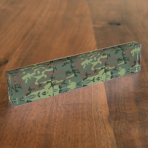 Camouflage Camo Green Brown Pattern Nameplate
